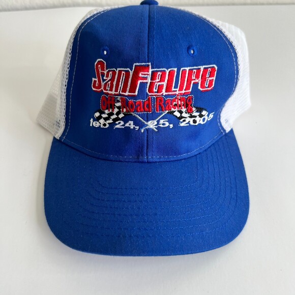 💛 SAN Felipe 2005 Off Road Race Blue White Mens Vintage Snapback Trucker Hat Cap - Picture 2 of 9